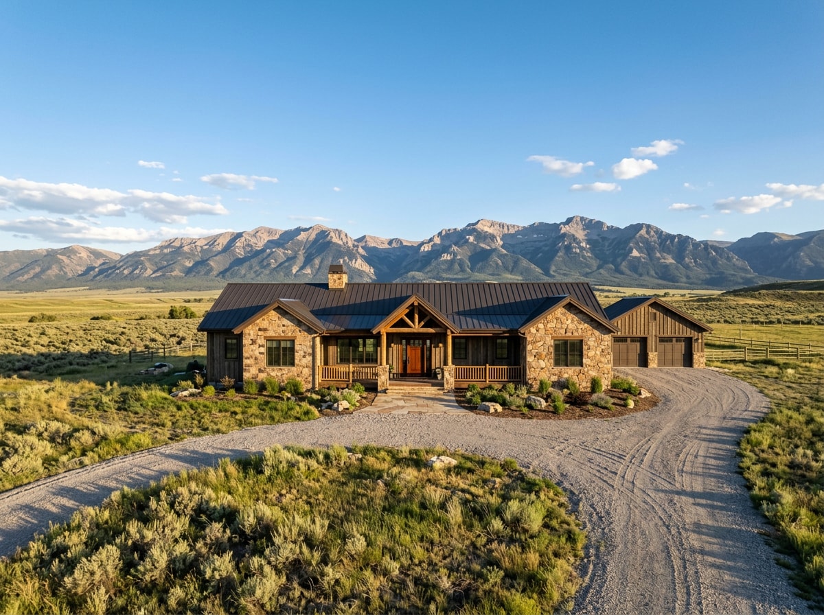 Finished custom built home exterior with Bighorn Basin mountain views in Greybull, WY