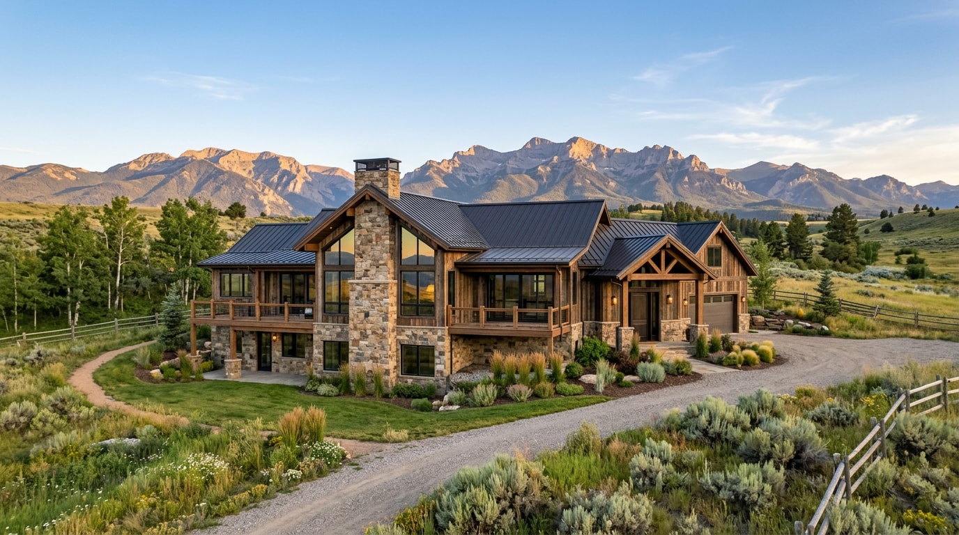 Finished custom built home exterior with Bighorn Basin mountain views in Greybull, WY Finished custom built home exterior with Bighorn Basin mountain views in Greybull, WY