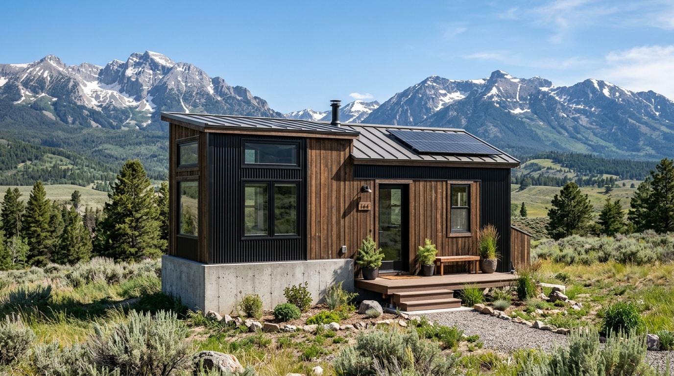 Tiny home built by local contractors with mountain scenery near Cody, Wyoming Tiny home built by local contractors with mountain scenery near Cody, Wyoming